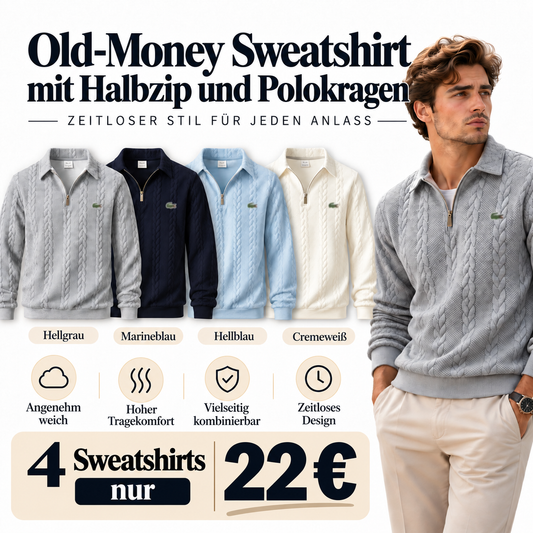 Jahresschlussverkauf🐊Old-Money Sweatshirt mit  Halbzip und Polokragen🔥
